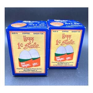 L'eggs Regular Pantyhose Size Q Coffee Sheer Toe Vintage Nylons Two Sealed Boxes